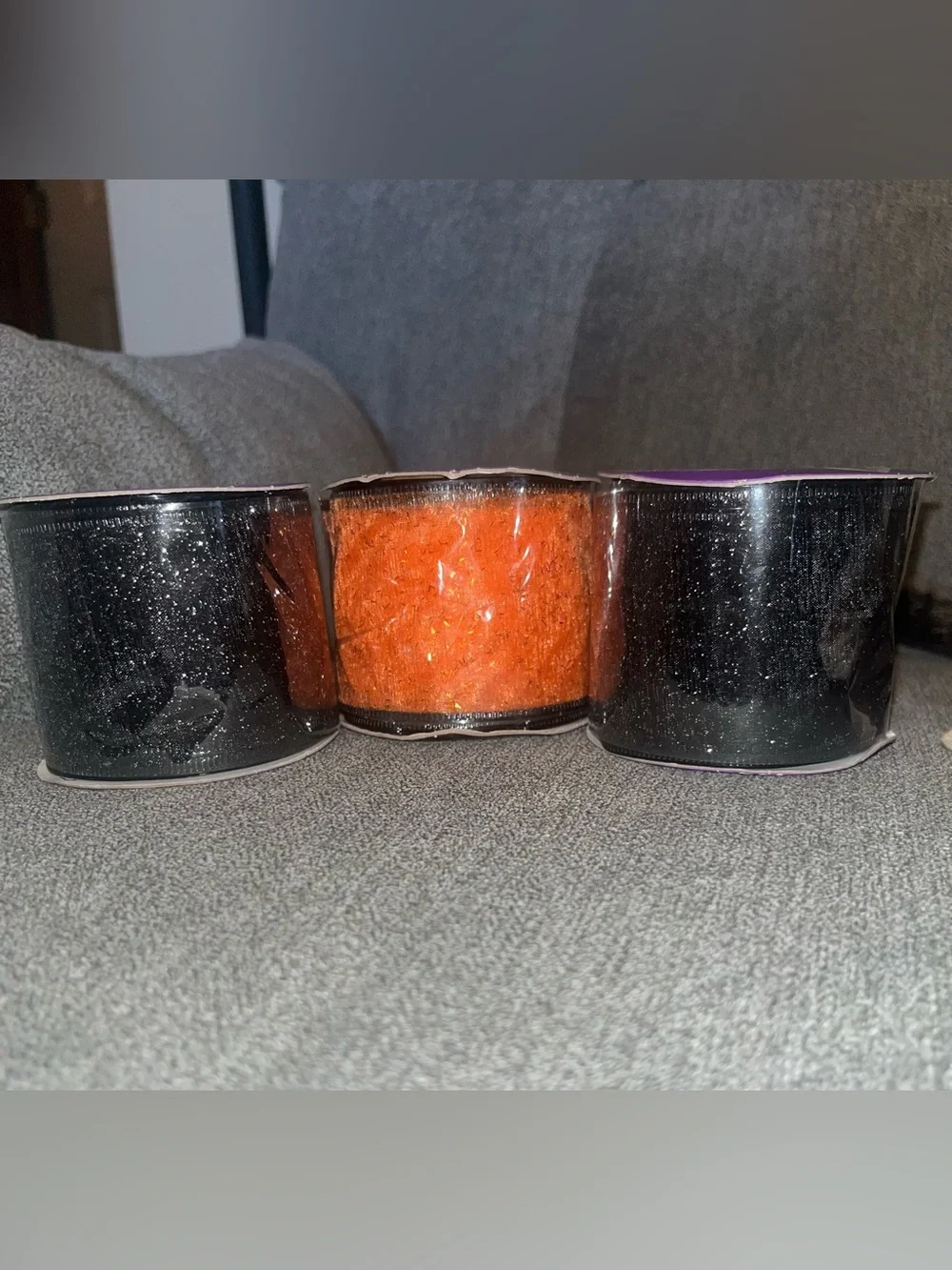 Holiday Decorative Halloween Ribbon Bundle - Orange & Black Sparkle